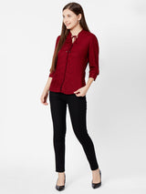 Women Red & Black Checks Shirt - Red Black