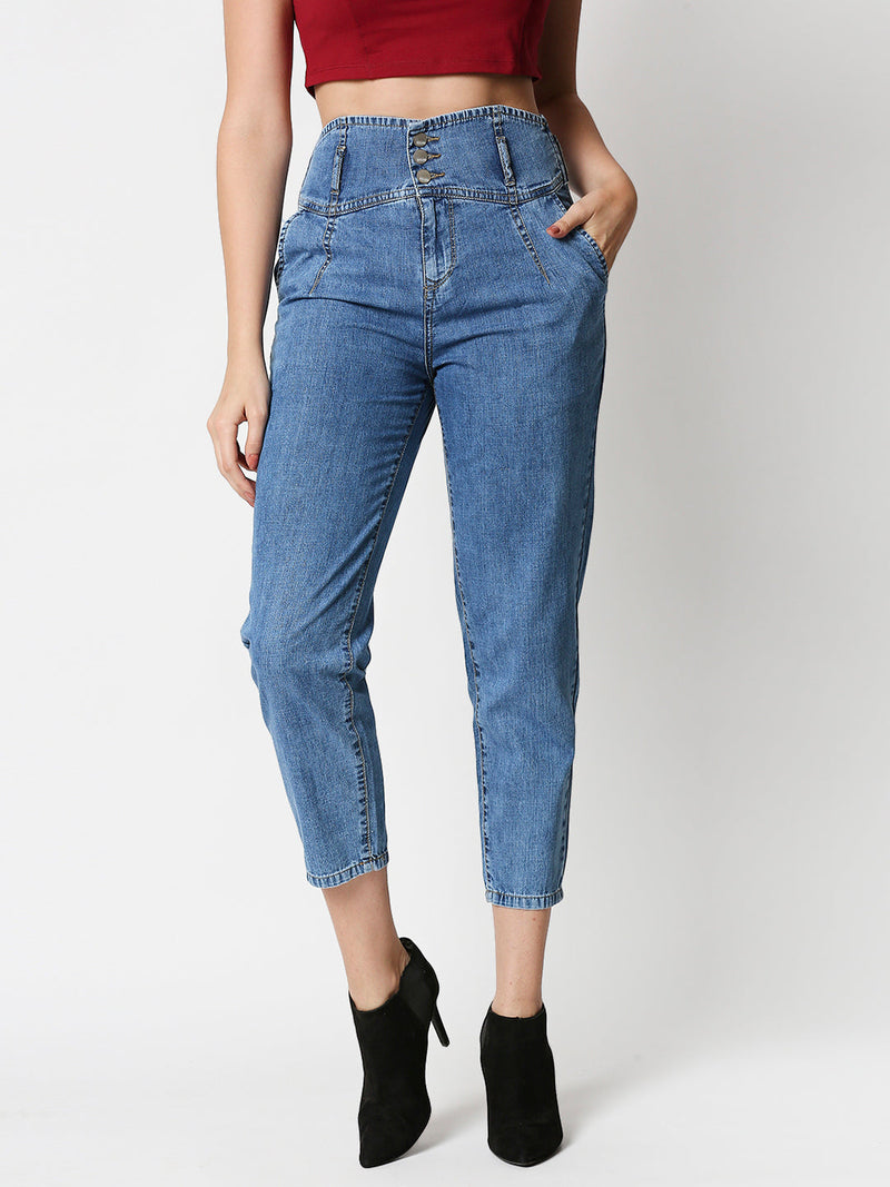 High-Rise Baggy Fit Jeans - Light Blue