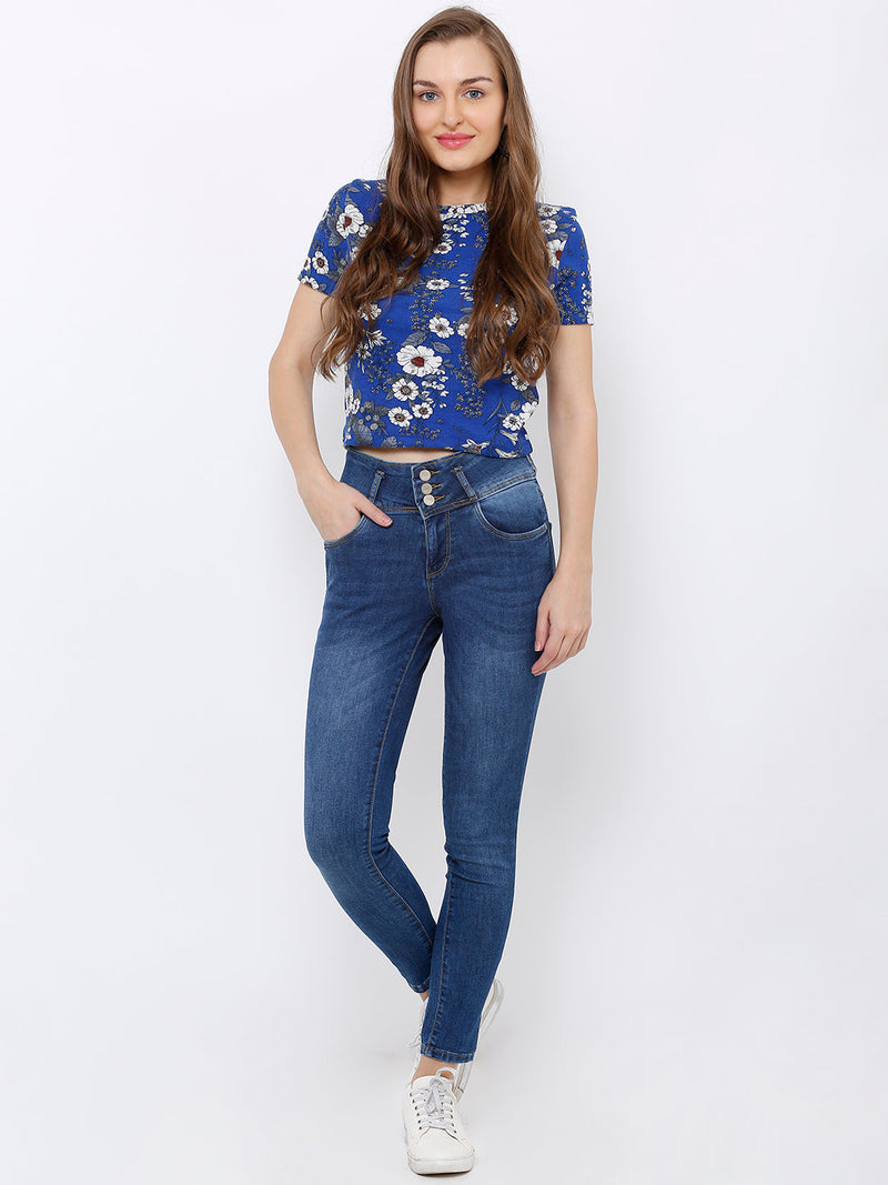 K4014 High-Rise Skinny Jeans - Blue
