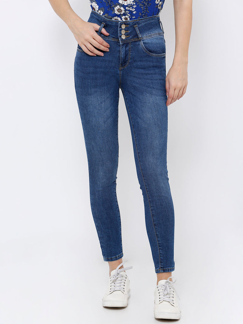K4014 High-Rise Skinny Jeans - Blue
