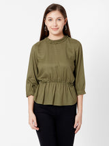 Women Olive Printed Top - Olive