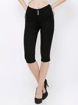 K4023 Mid-Rise Slim Capri - Black