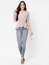 Women Dusty Pink Printed Top - Dusty Pink
