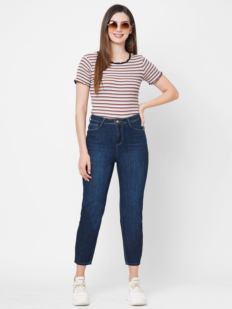 K5085 High Rise Mom Fit - Dark Blue