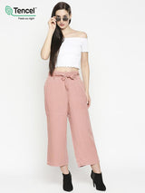 High-Rise Paper Bag Culottes - Blush Pink