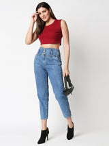 High-Rise Baggy Fit Jeans - Light Blue