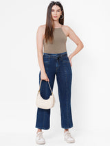 K5031 High-Rise Wide Leg Jeans - Dark Blue