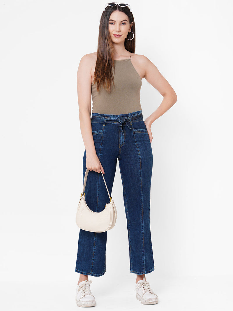 K5031 High-Rise Wide Leg Jeans - Dark Blue