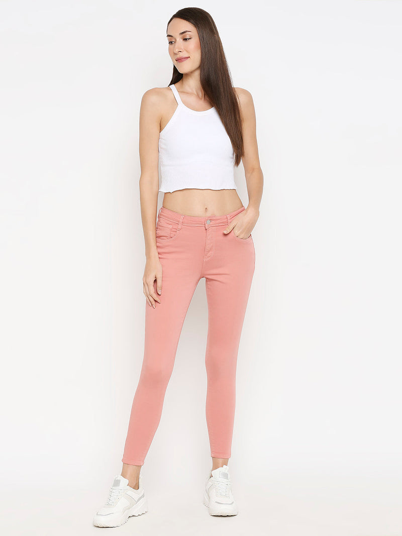 K5058 High-Rise Crop Jeans - Blush Pink