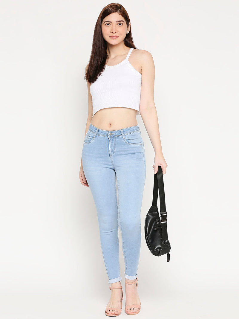 K3051 Mid-Rise Skinny Jeans - Light Blue