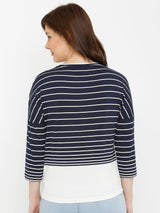 Striped Round Neck T-Shirt - White Red