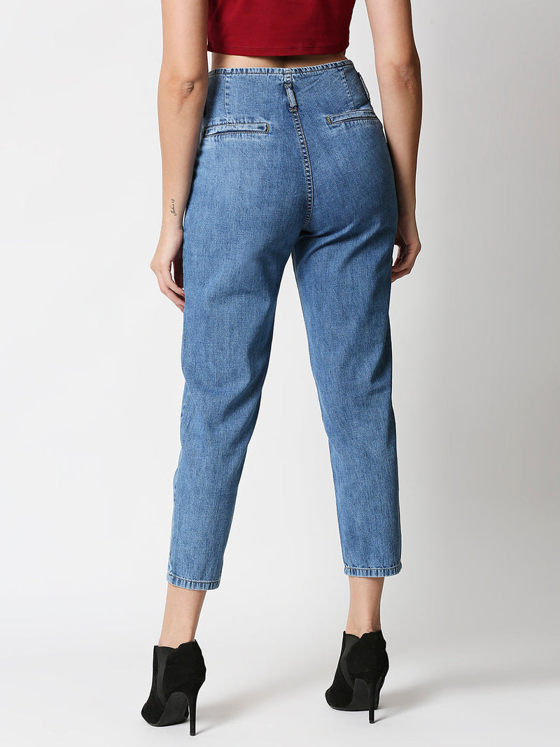 High-Rise Baggy Fit Jeans - Light Blue