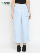 High Rise Paper Bag Culottes - Light Blue
