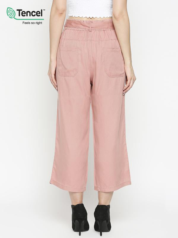 High-Rise Paper Bag Culottes - Blush Pink
