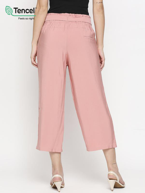High-Rise Paper Bag Culottes - Blush Pink