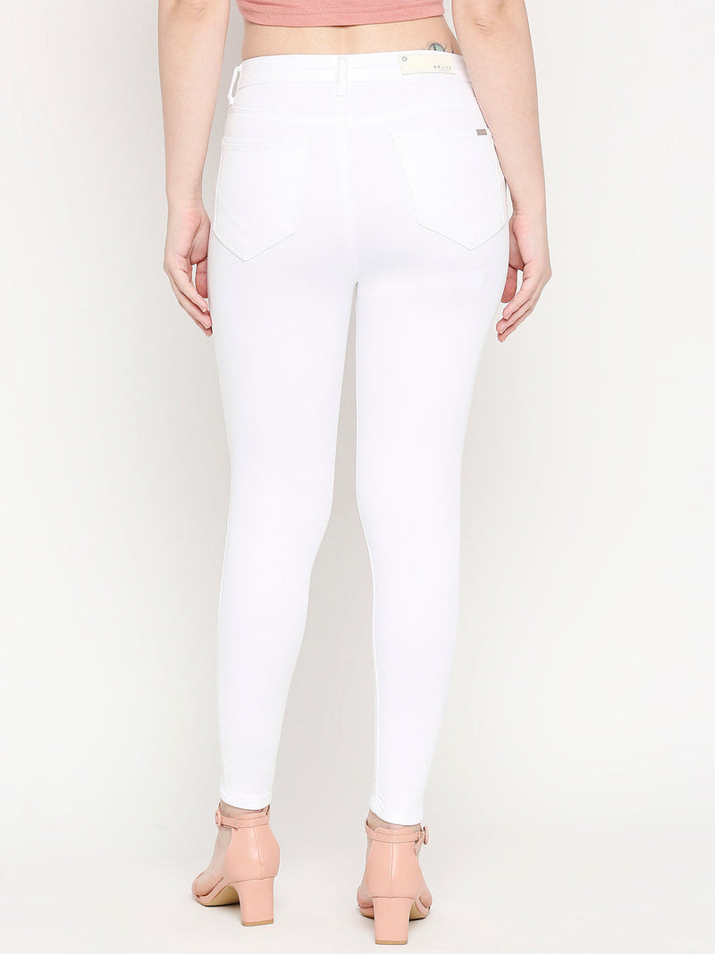 K4014 High-Rise Skinny Jeans - White