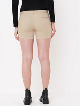 Mid Rise Shorts - Beige