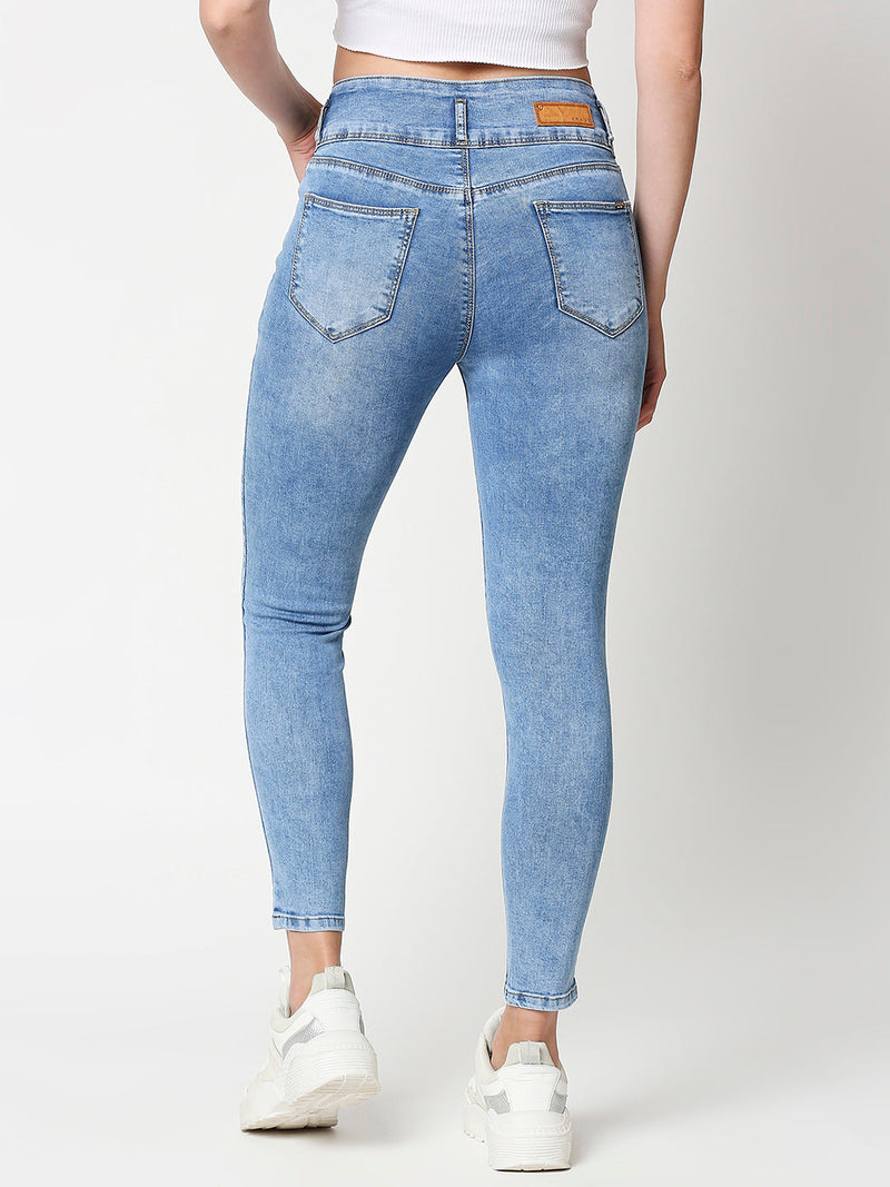 K4014 High-Rise Skinny Jeans - Blue