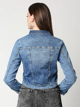 Women Blue Denim Jacket - Blue