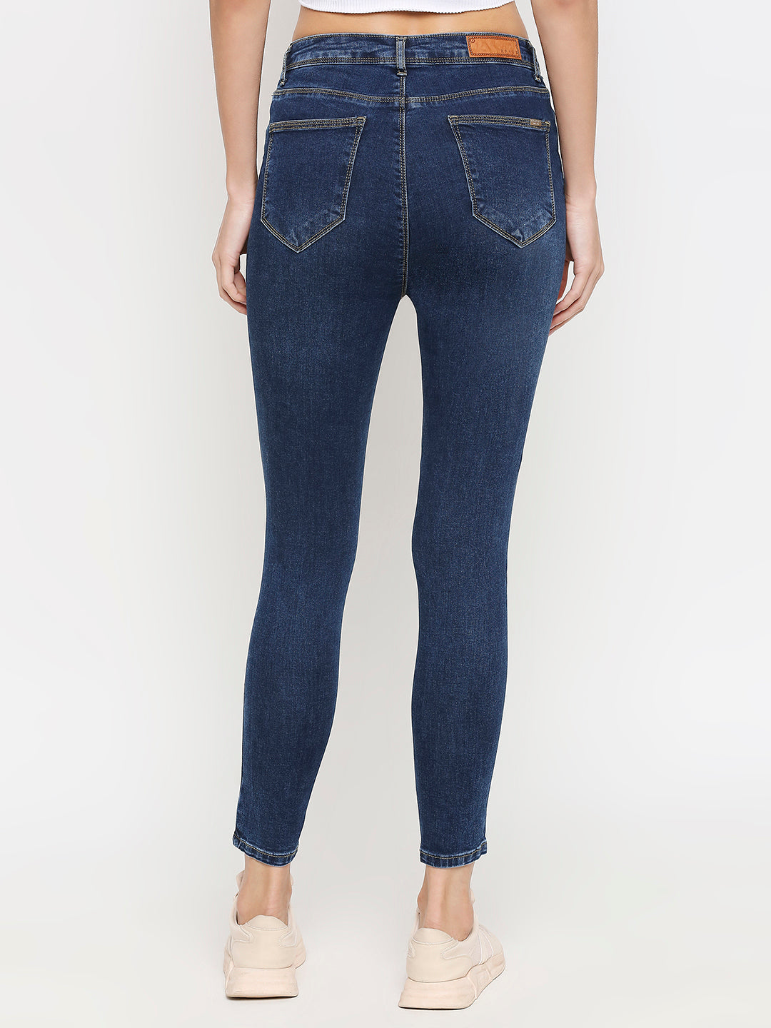 Buy K4014 High-Rise Skinny Ripped Jeans - Dark Blue | Kraus Jeans
