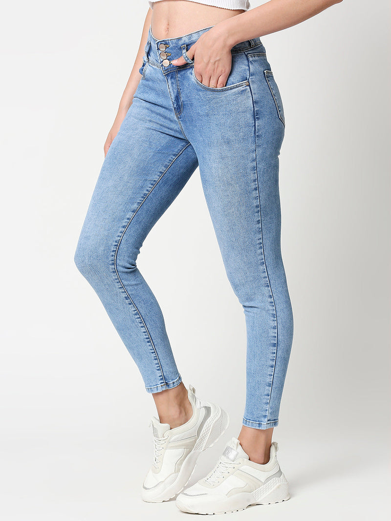 K4014 High-Rise Skinny Jeans - Blue