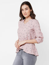 Women Dusty Pink Printed Top - Dusty Pink