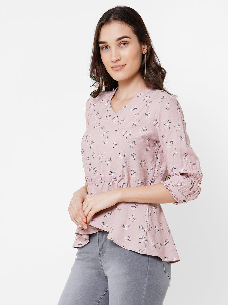 Women Dusty Pink Printed Top - Dusty Pink