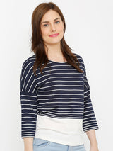 Striped Round Neck T-Shirt - White Red
