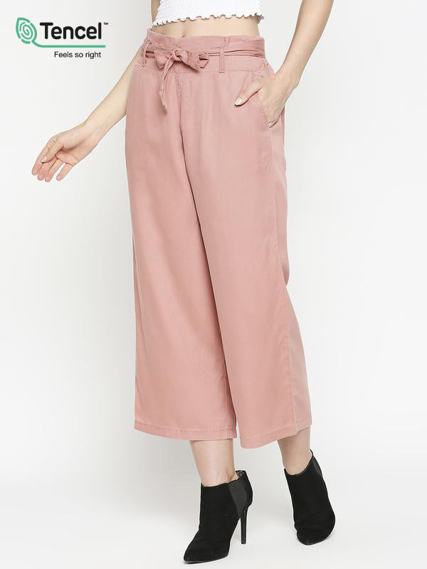 High-Rise Paper Bag Culottes - Blush Pink