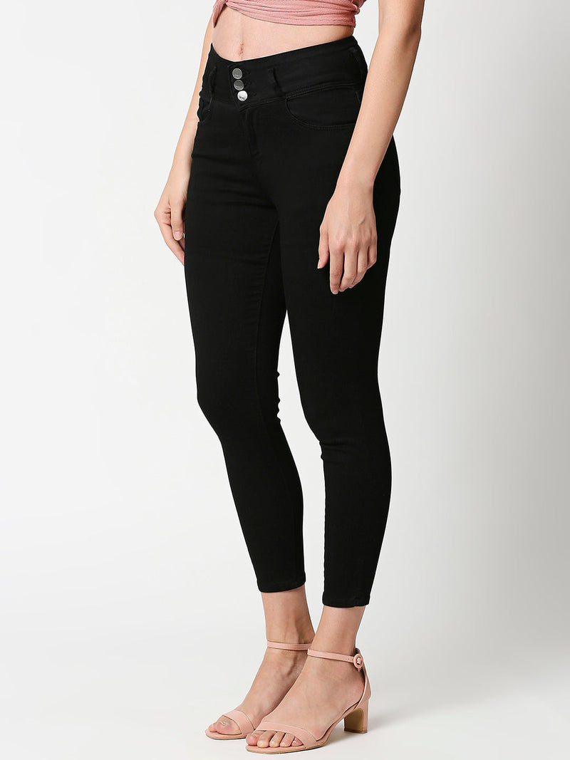 K4014 High-Rise Skinny Jeans - Black