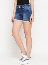 K4041 High-Rise Slim Shorts - Blue