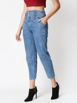 High-Rise Baggy Fit Jeans - Light Blue