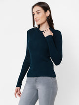 Women Blue Solid Sweater - Airforce Blue
