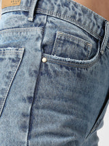 K5067 Super High-Rise Straight Ripped Jeans - Light Blue