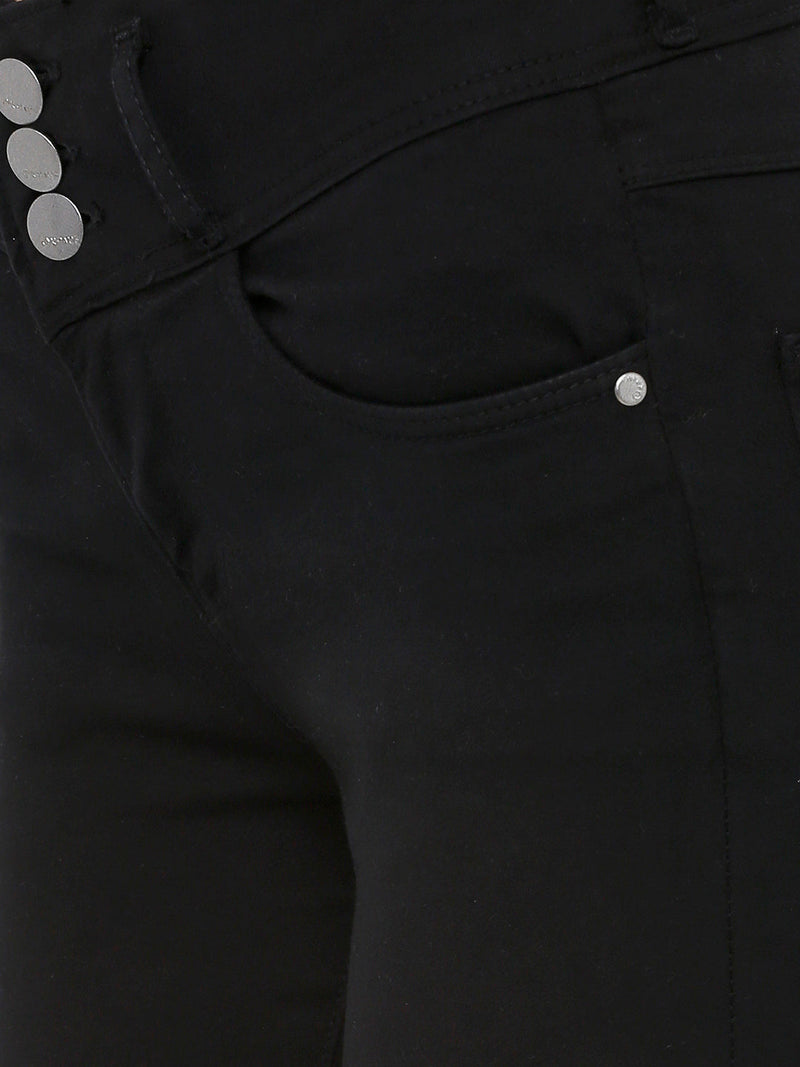 K4023 Mid-Rise Slim Capri - Black