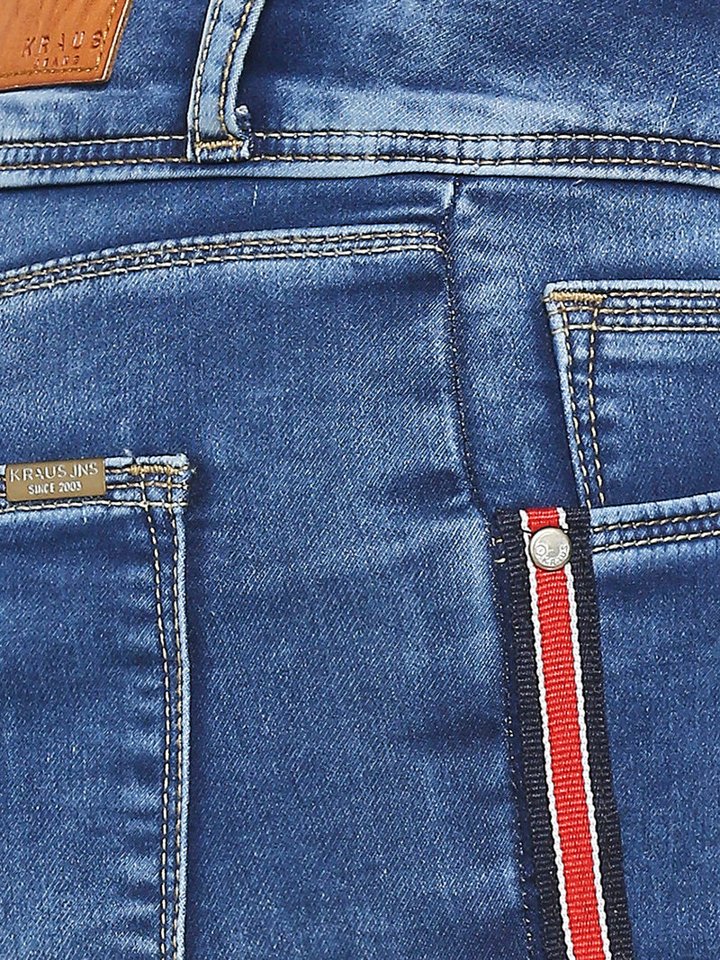 K4041 High-Rise Slim Shorts - Blue