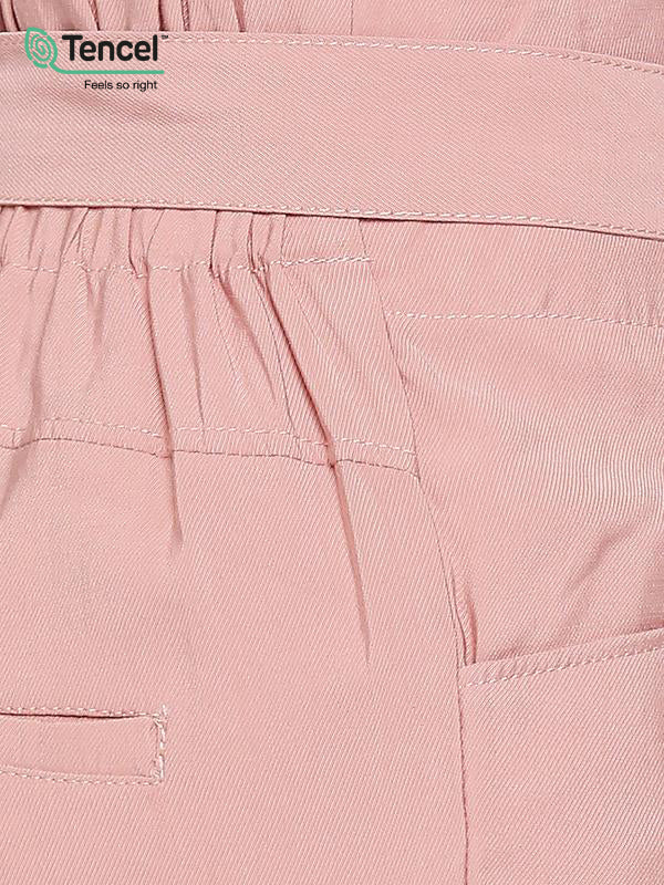 High-Rise Paper Bag Culottes - Blush Pink
