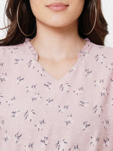 Women Dusty Pink Printed Top - Dusty Pink