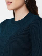 Women Blue Solid Sweater - Airforce Blue