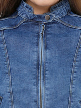 Women Blue Denim Jacket - Mid Blue