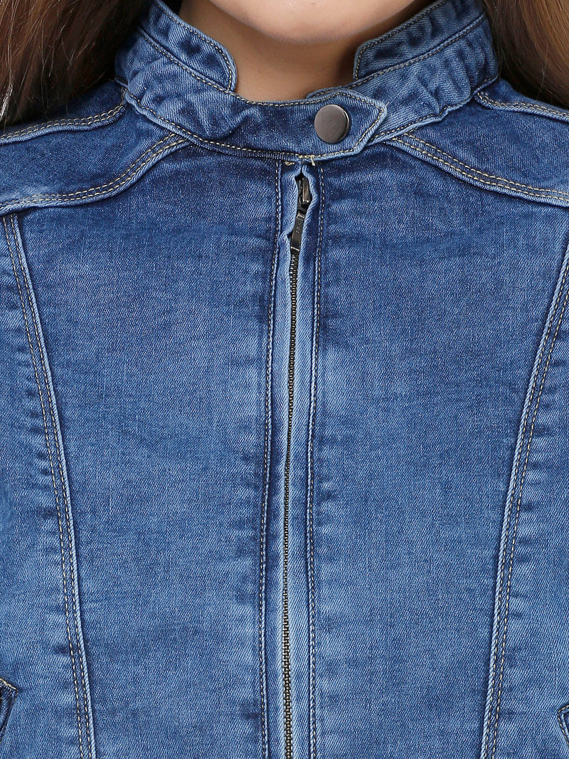 Women Blue Denim Jacket - Mid Blue