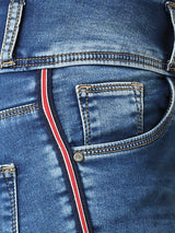 K4014 High-Rise Skinny Side Tape Jeans - Blue