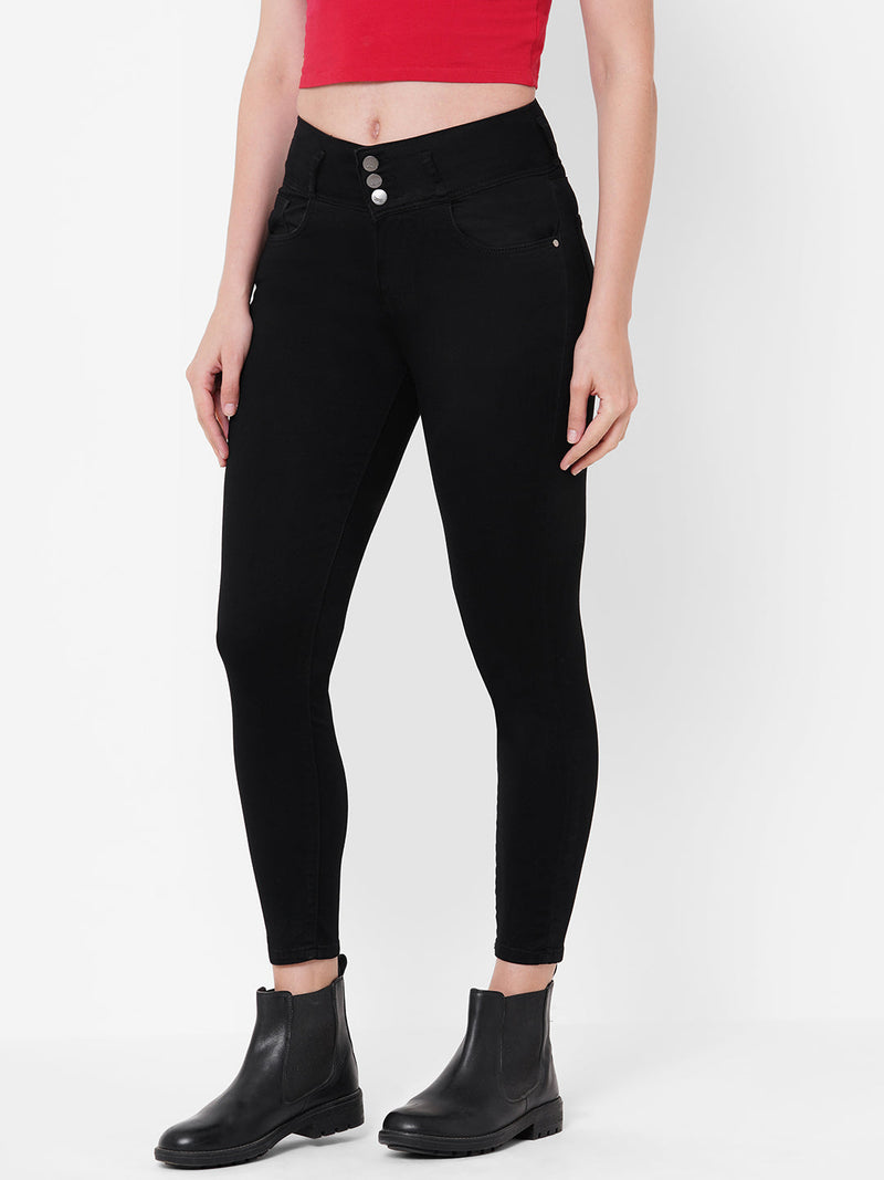 K4014 High-Rise Skinny Jeans - Black