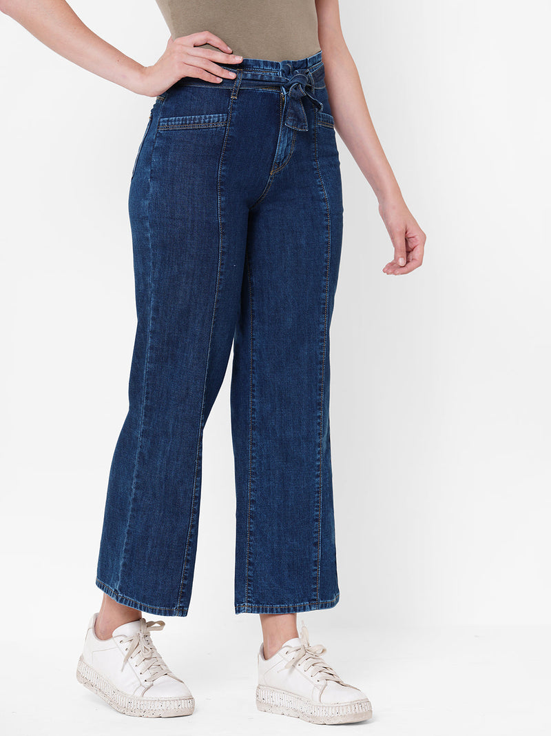 K5031 High-Rise Wide Leg Jeans - Dark Blue