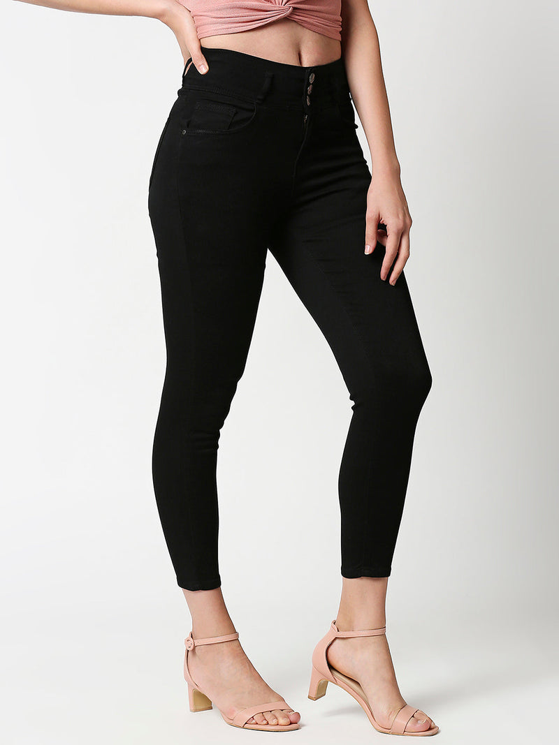 K4014 High-Rise Skinny Jeans - Black