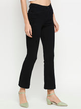 K5013 High-Rise Flared Ripped Jeans - Black
