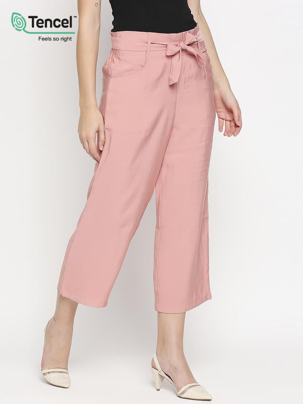 High-Rise Paper Bag Culottes - Blush Pink
