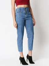 High-Rise Baggy Fit Jeans - Light Blue