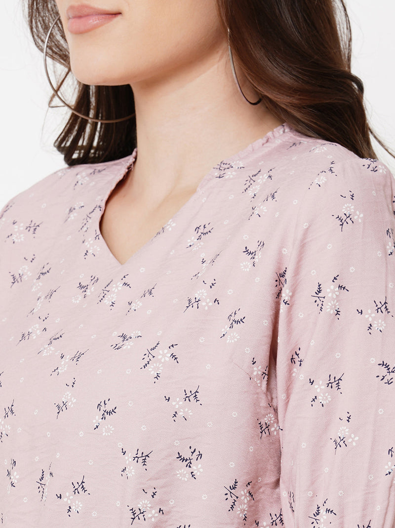 Women Dusty Pink Printed Top - Dusty Pink