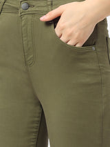 K5058 High Rise Crop Jeans - Olive